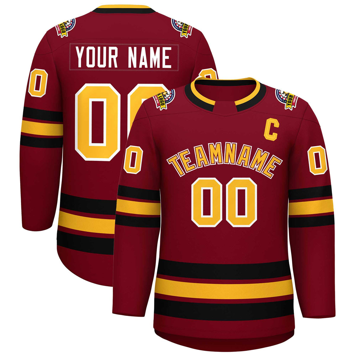 Custom Crimson Gold Crimson-White Classic Style Hockey Jersey | KXKSHOP