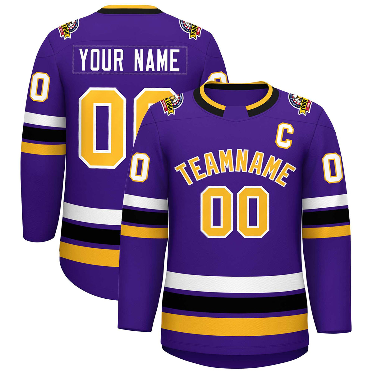 Custom Purple Gold-White Classic Style Hockey Jersey | KXKSHOP