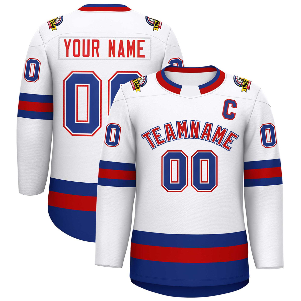 Custom White Red White-Royal Classic Style Hockey Jersey | KXKSHOP
