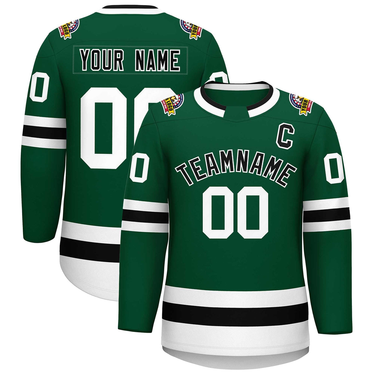 Custom Green Black-White Classic Style Hockey Jersey | KXKSHOP