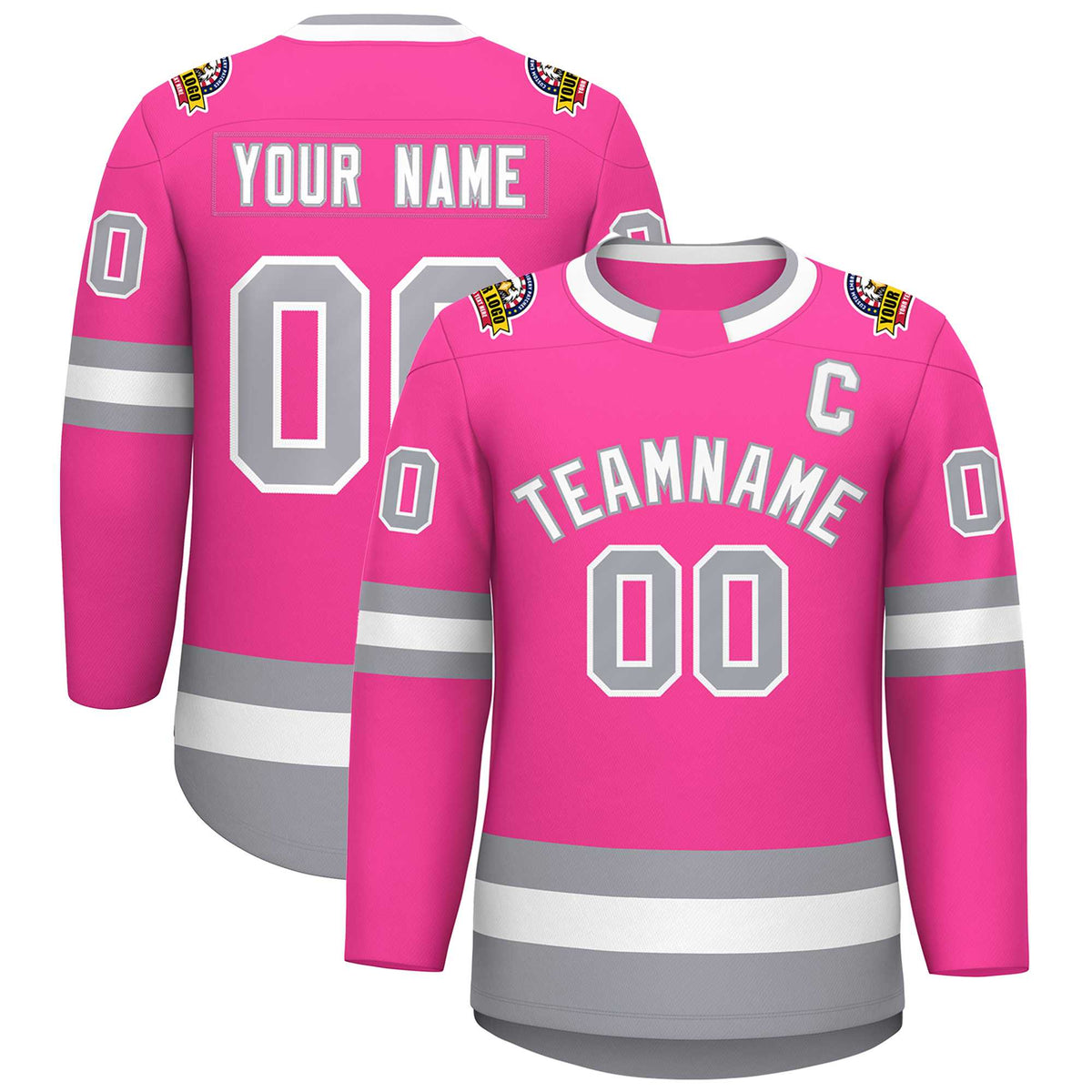Custom Pink White-Gray Classic Style Hockey Jersey | KXKSHOP