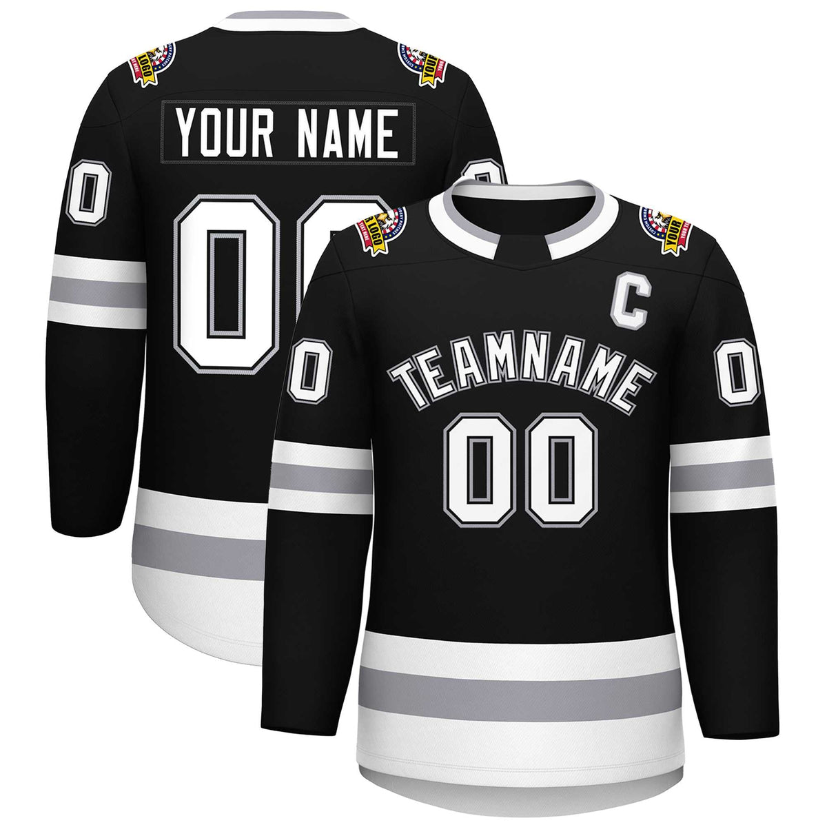 Custom Black White Black-Gray Classic Style Hockey Jersey | KXKSHOP