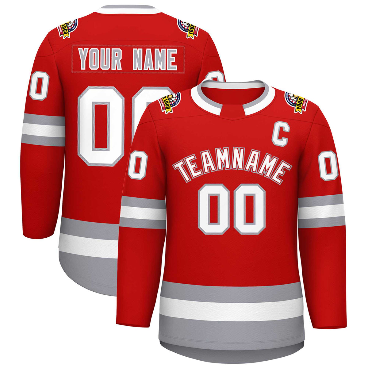 Custom Red White Red-Gray Classic Style Hockey Jersey | KXKSHOP