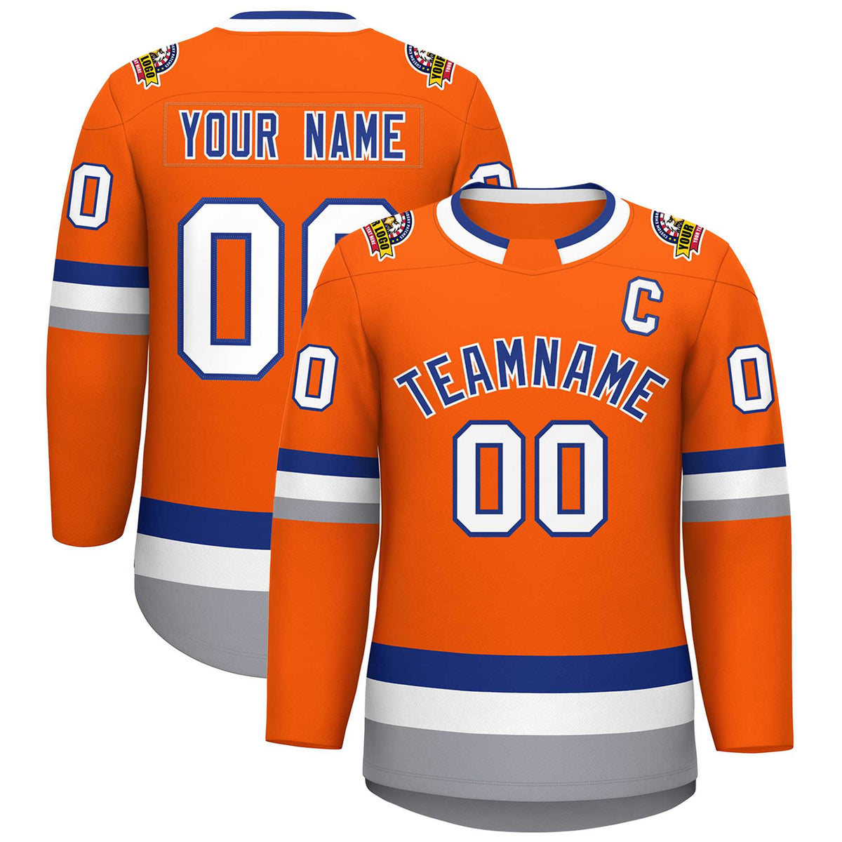 Custom Orange Royal-White Classic Style Hockey Jersey | KXKSHOP
