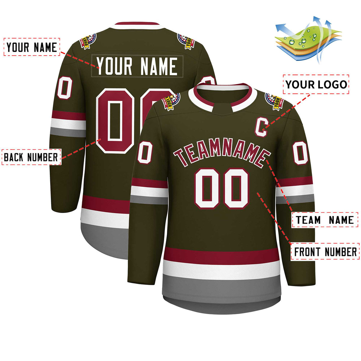 Custom Olive Crimson-White Classic Style Hockey Jersey | KXKSHOP