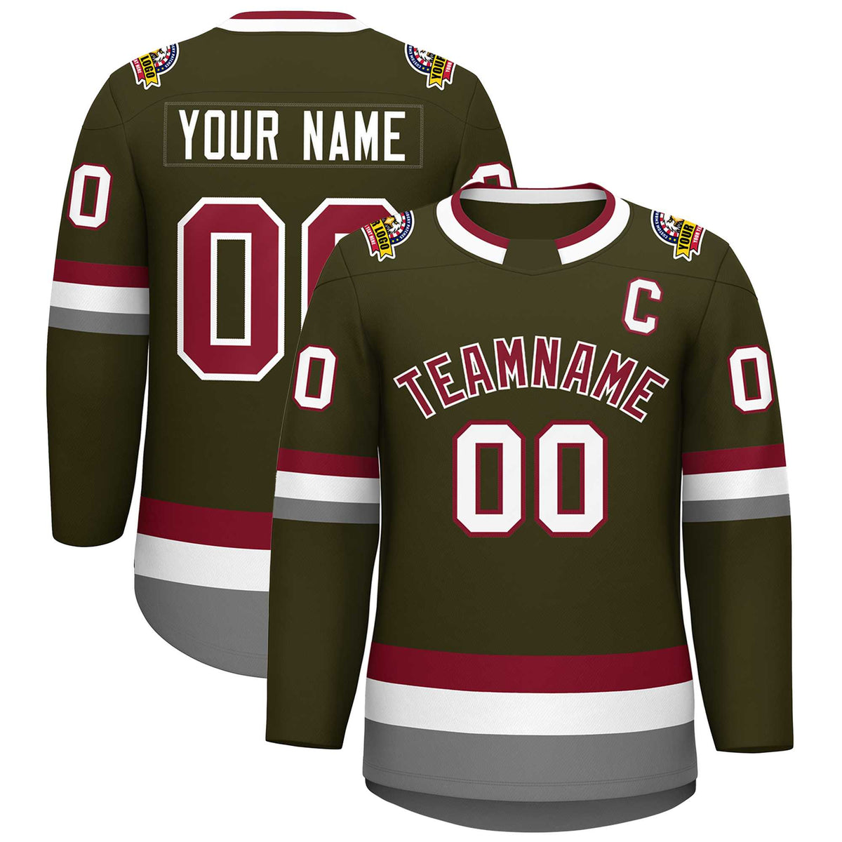 Custom Olive Crimson-White Classic Style Hockey Jersey | KXKSHOP