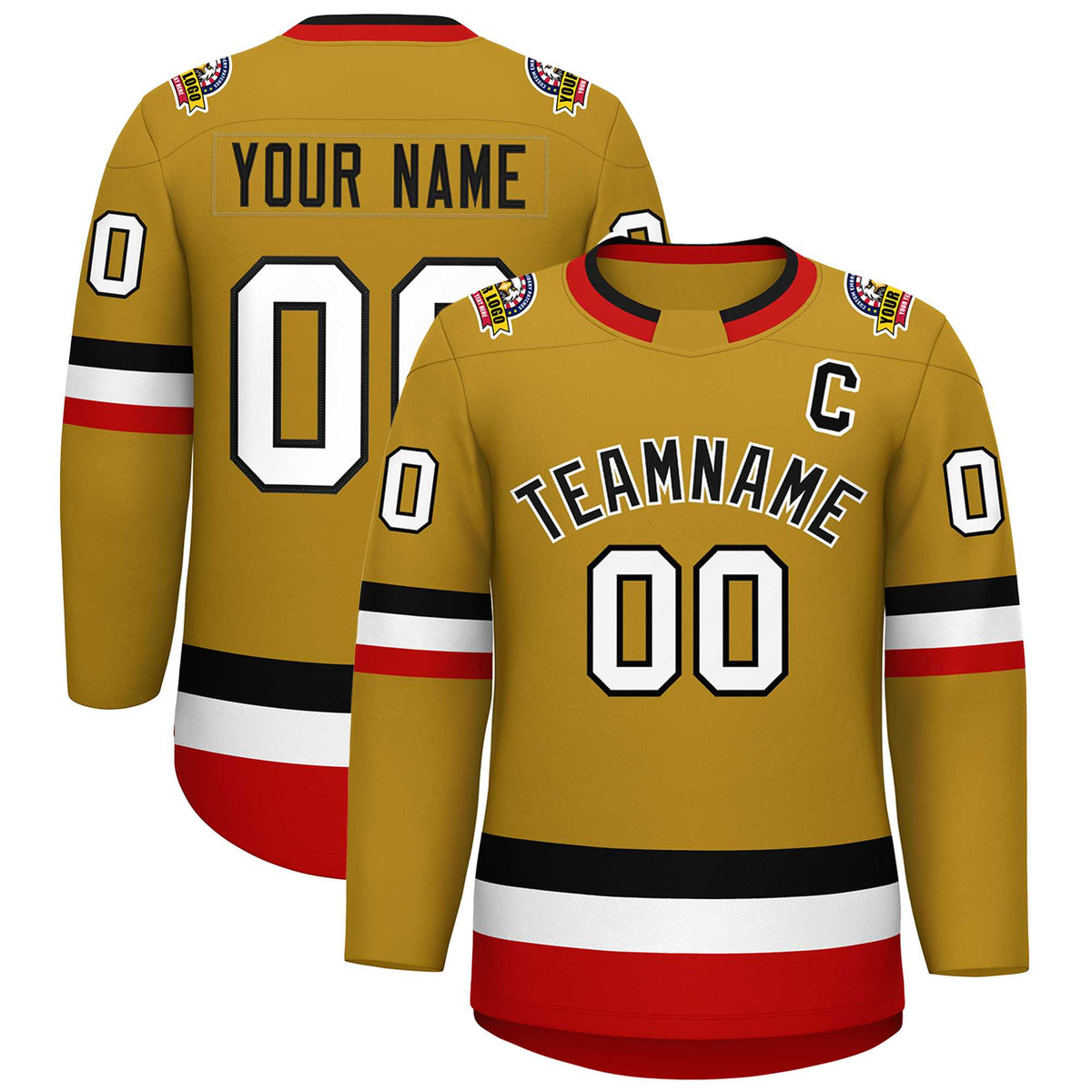 Custom Old Gold Black-White Classic Style Hockey Jersey | KXKSHOP