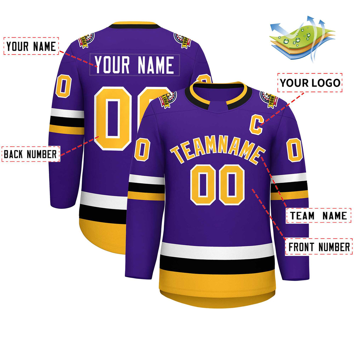 Custom Purple Gold-White Classic Style Hockey Jersey | KXKSHOP