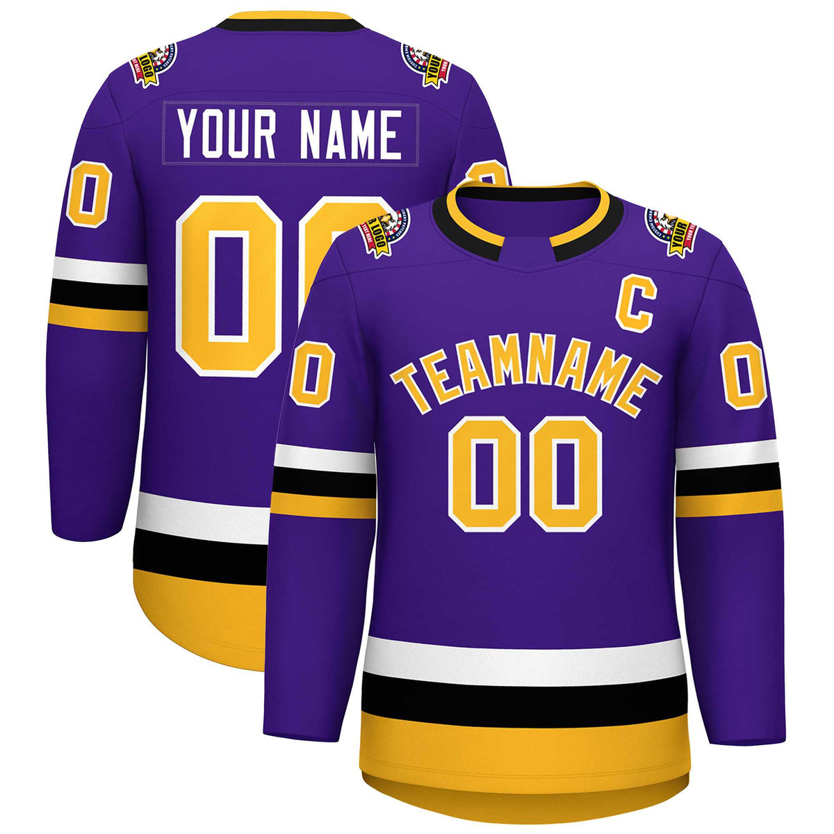 Custom Purple Gold-White Classic Style Hockey Jersey | KXKSHOP