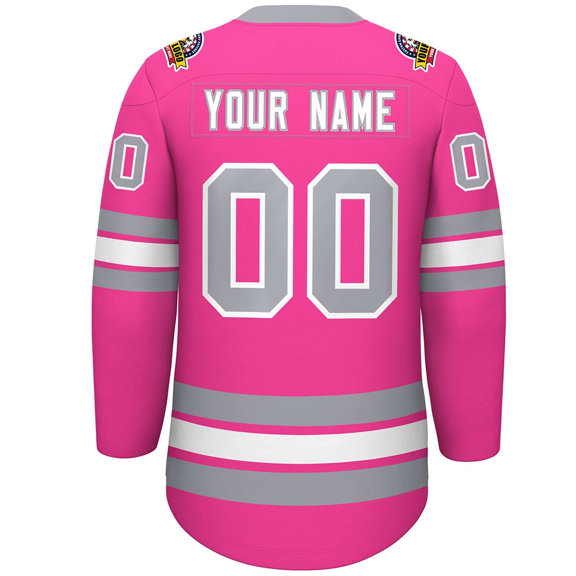 Custom Pink White-Gray Lace-Up Neck Hockey Jersey | KXKSHOP