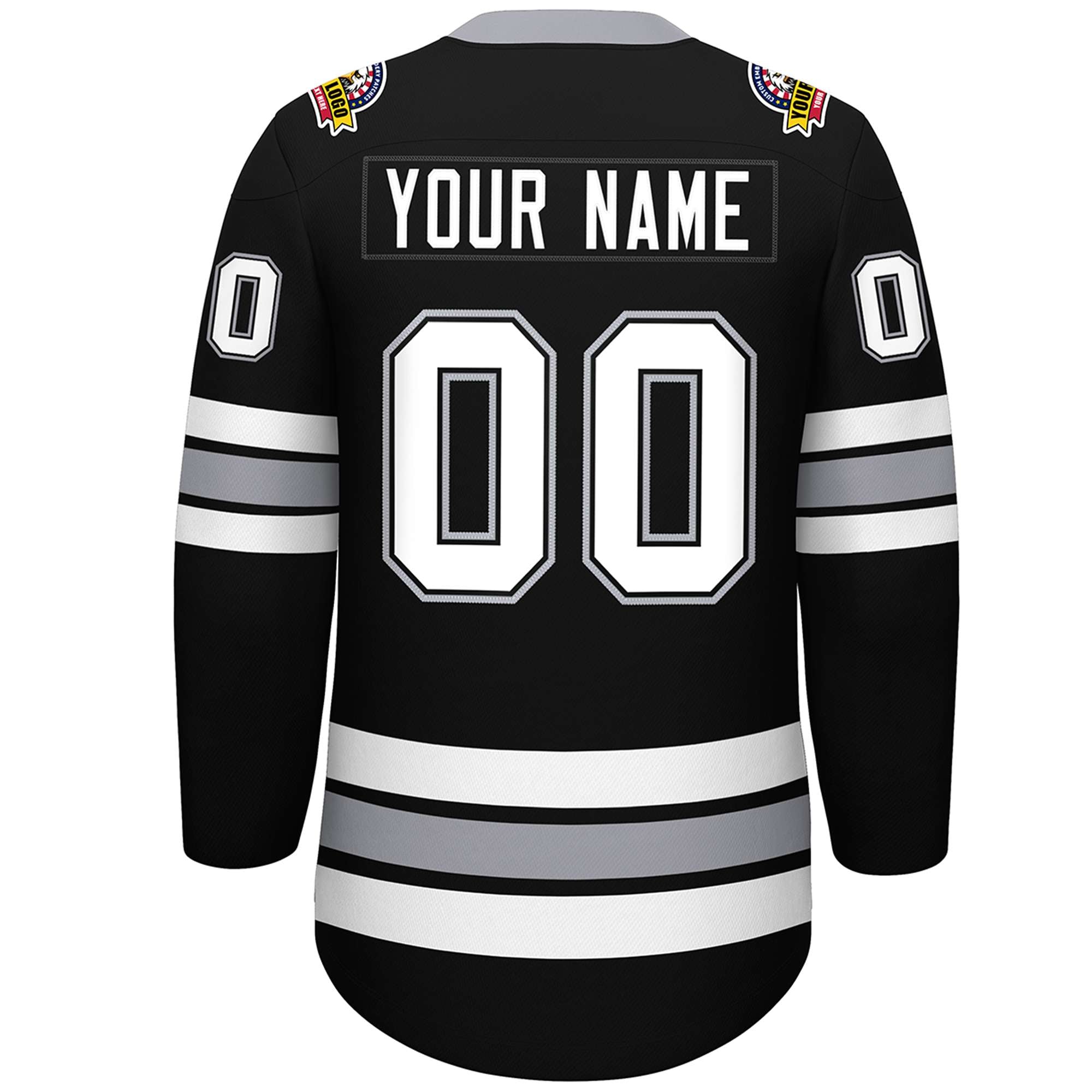 Custom Black White-Gray Lace-Up Neck Hockey Jersey | KXKSHOP