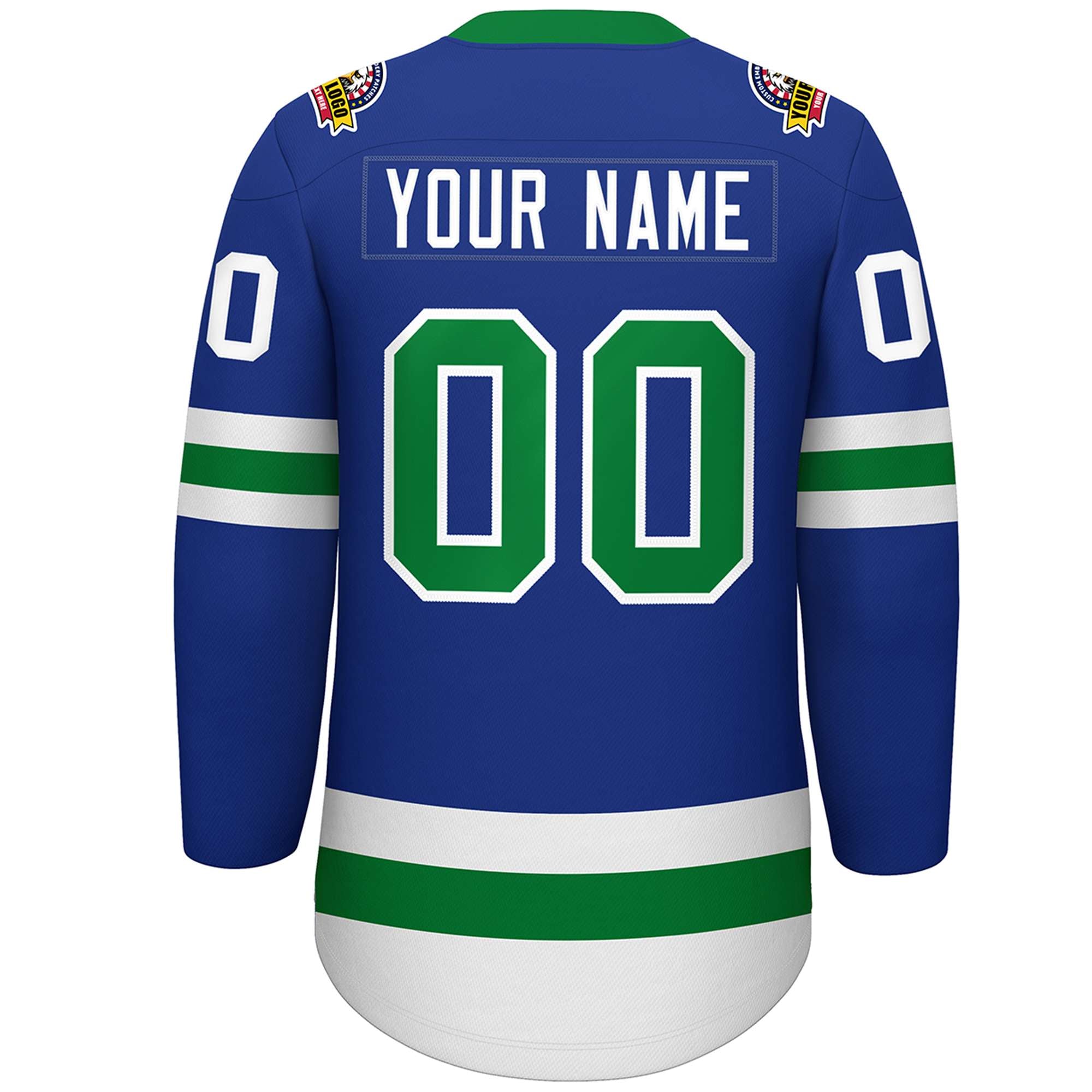 Custom Royal Kelly Green-White Lace-Up Neck Hockey Jersey | KXKSHOP