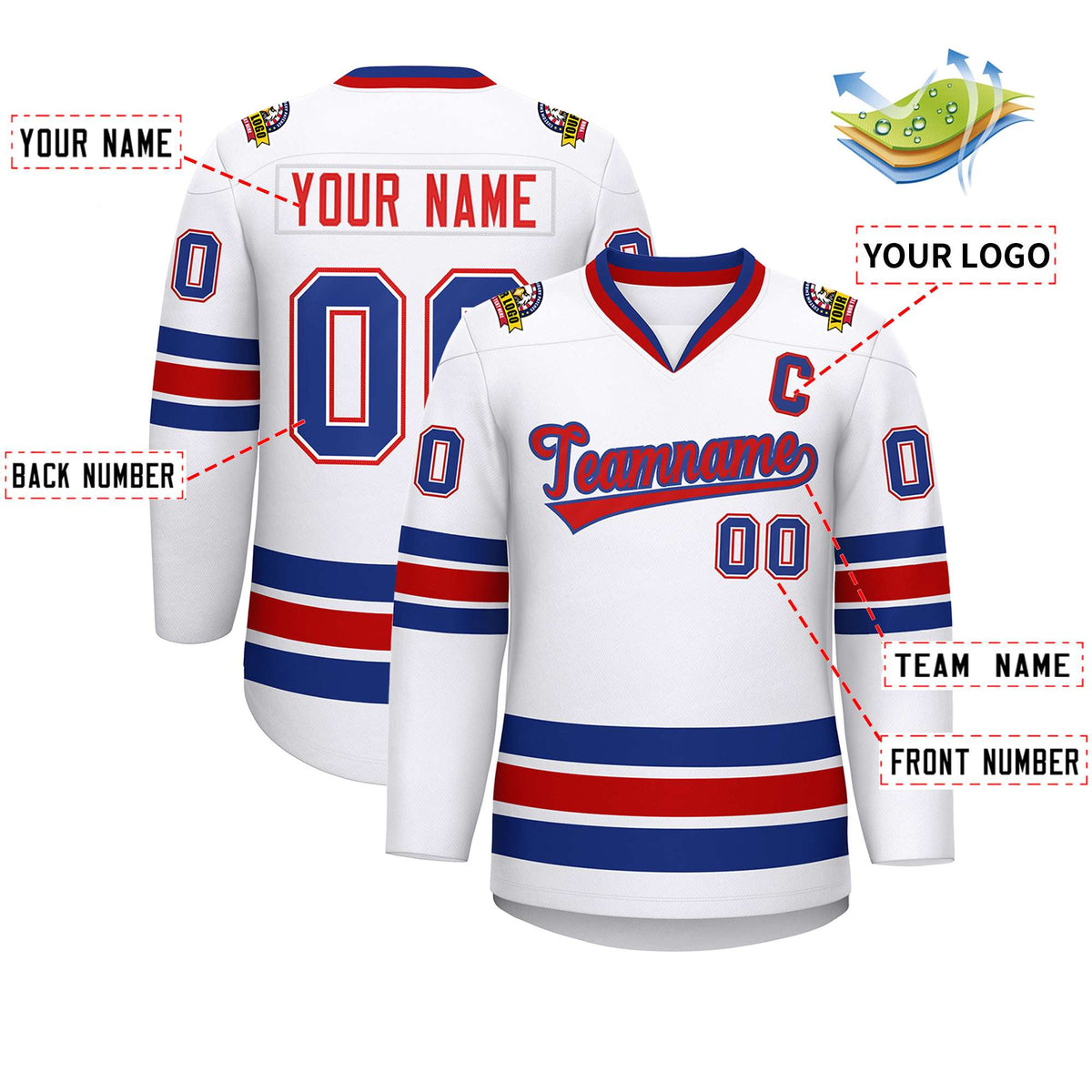 Custom White Red-Royal Classic Style Hockey Jersey | KXKSHOP