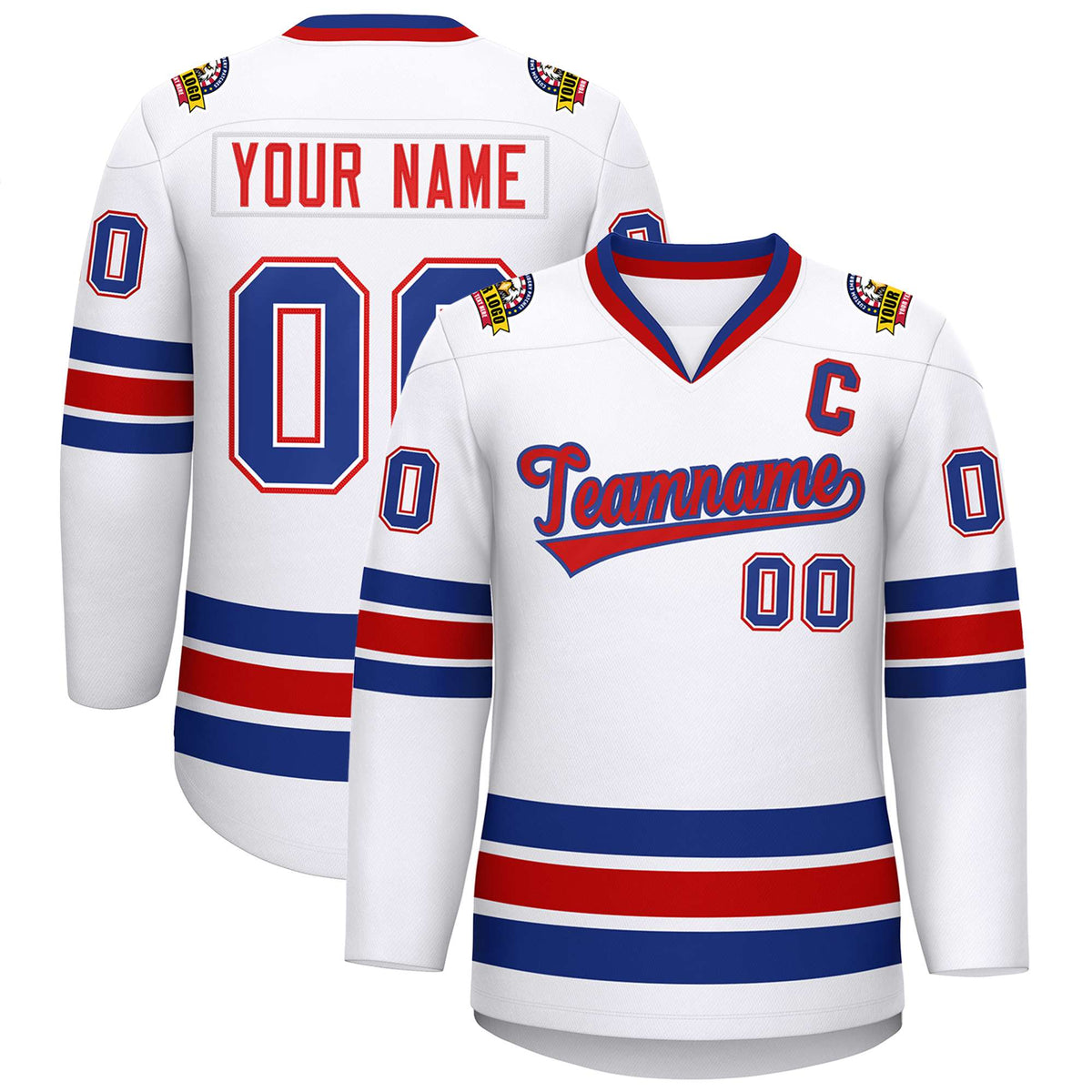 Custom White Red-Royal Classic Style Hockey Jersey | KXKSHOP