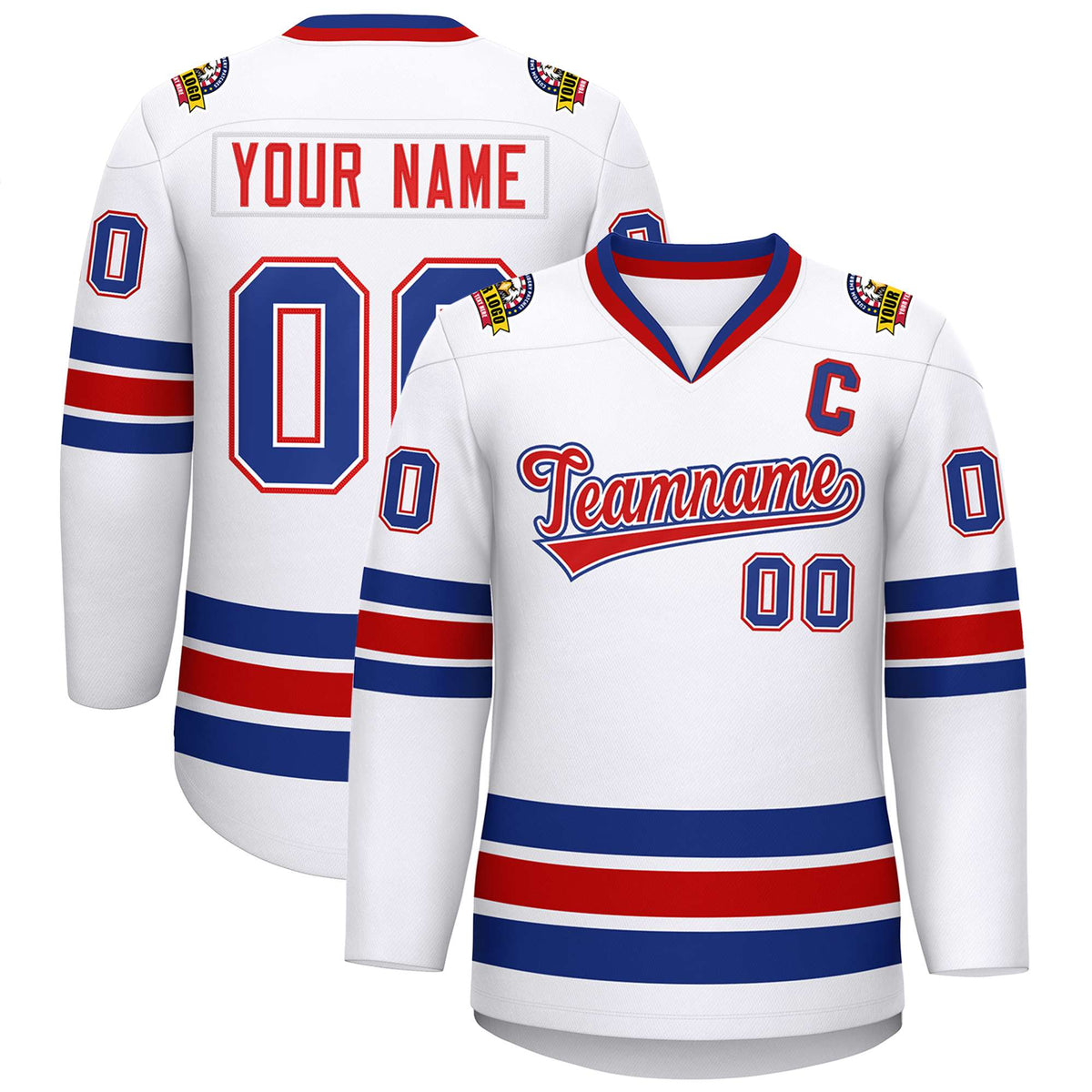 Custom White Red White-Royal Classic Style Hockey Jersey | KXKSHOP