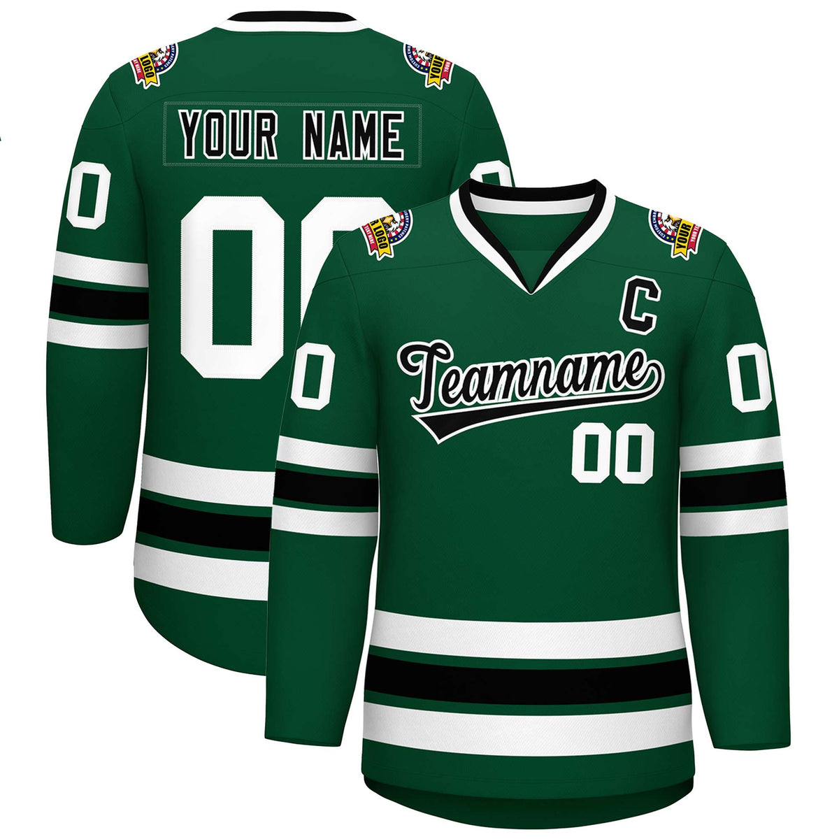 Custom Green Black-White Classic Style Hockey Jersey | KXKSHOP