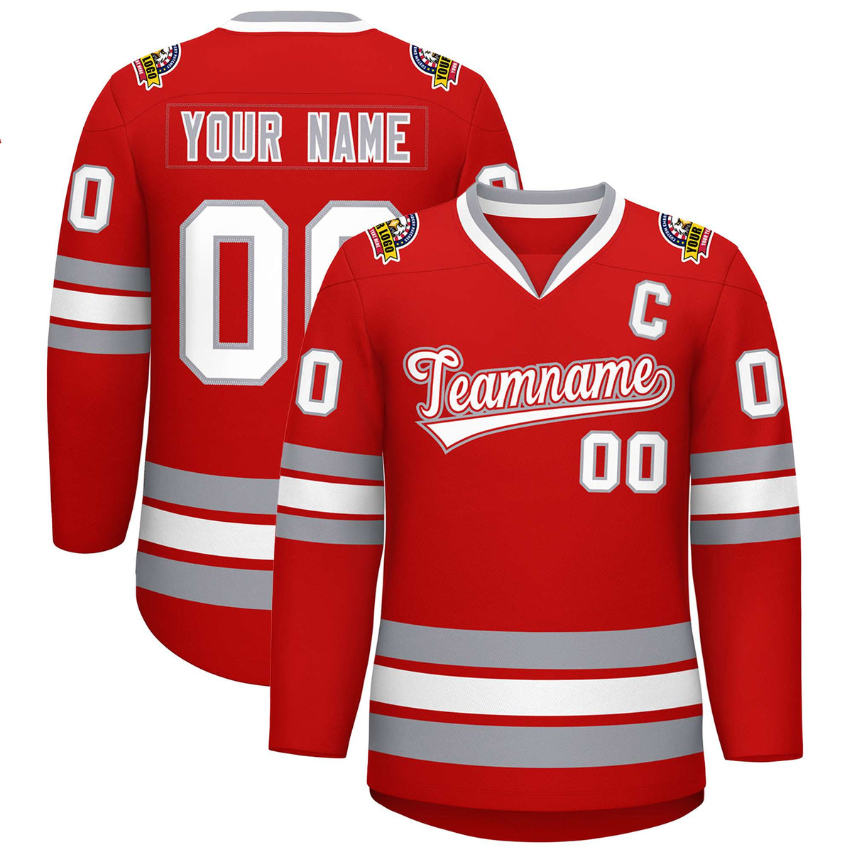 Custom Red White Red-Gray Classic Style Hockey Jersey | KXKSHOP