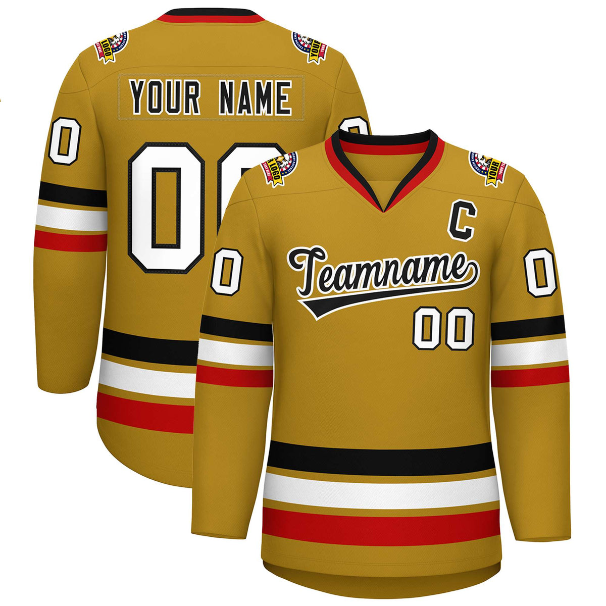Custom Old Gold Black-White Classic Style Hockey Jersey | KXKSHOP