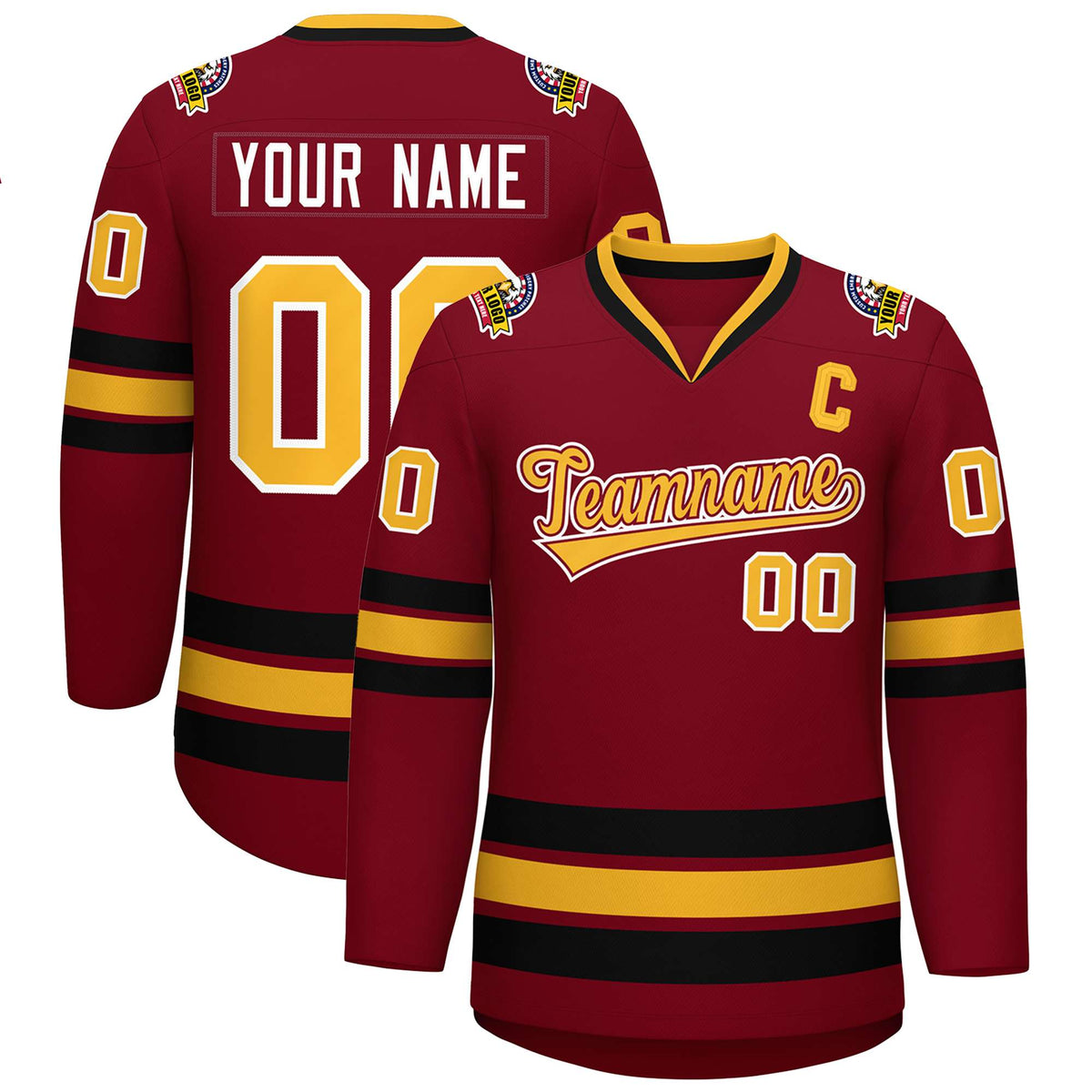 Custom Crimson Gold Crimson-White Classic Style Hockey Jersey | KXKSHOP