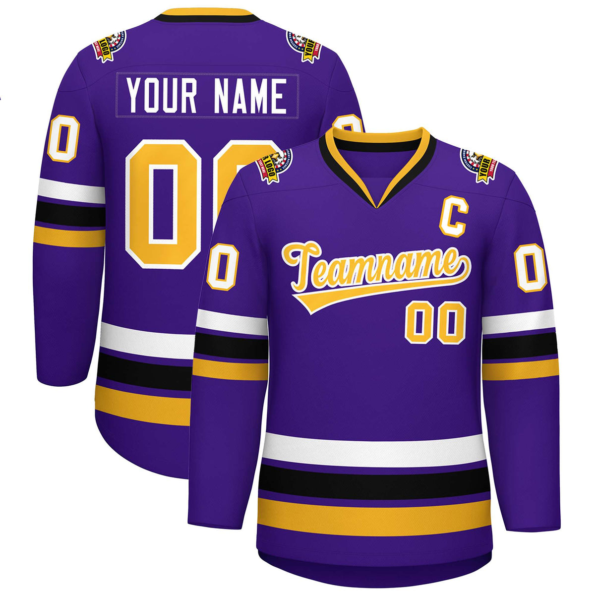 Custom Purple Gold-White Classic Style Hockey Jersey | KXKSHOP
