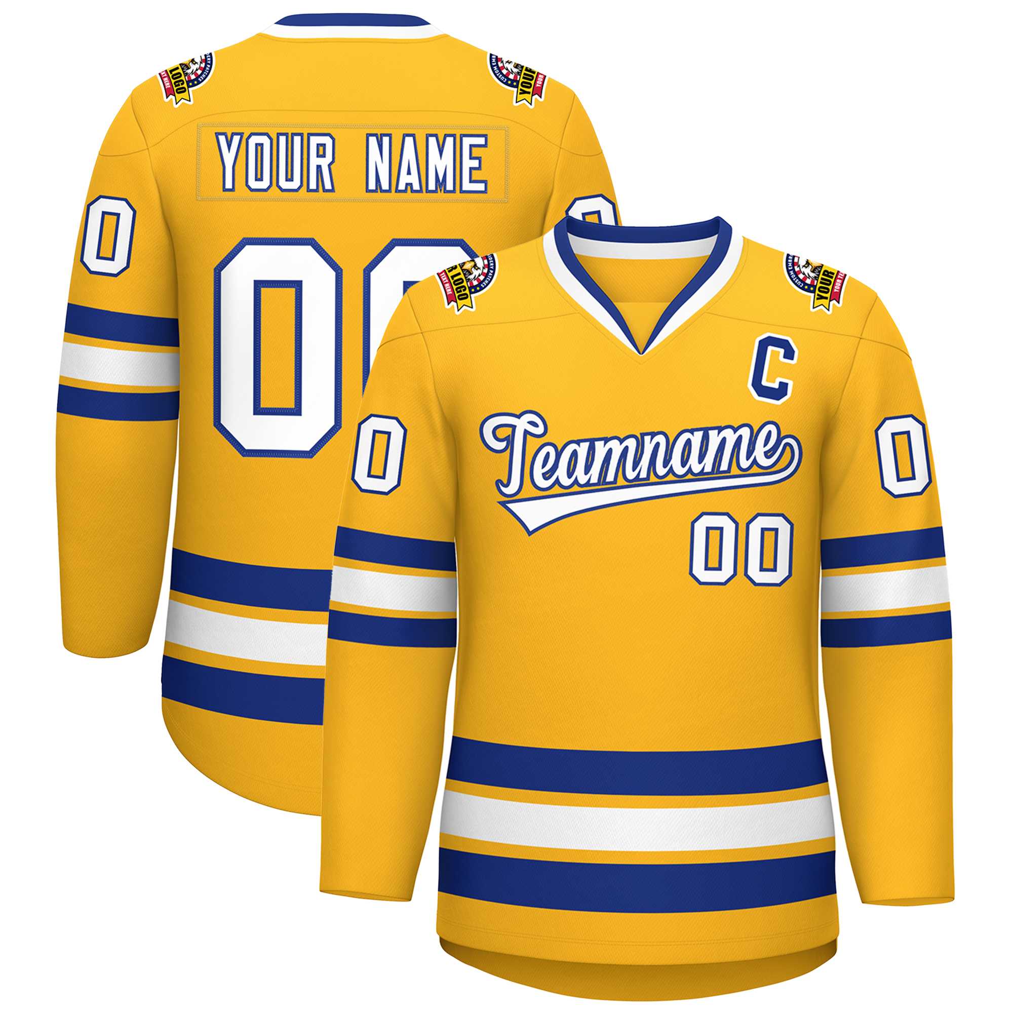 Custom Gold White-Royal Classic Style Hockey Jersey | KXKSHOP