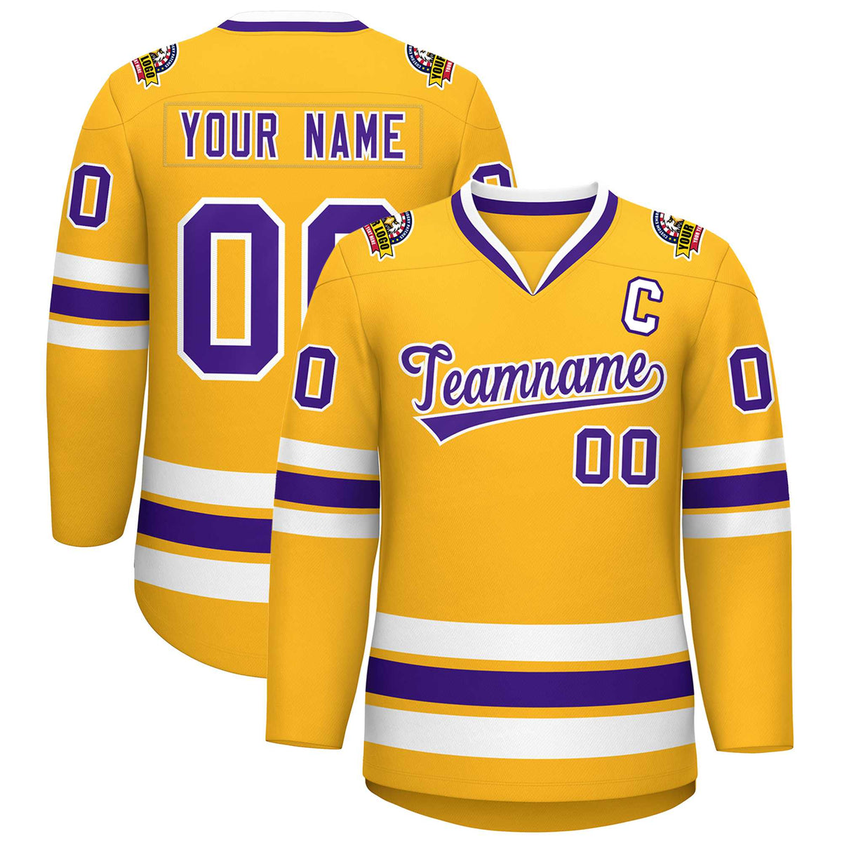 Custom Gold Purple-White Classic Style Hockey Jersey | KXKSHOP