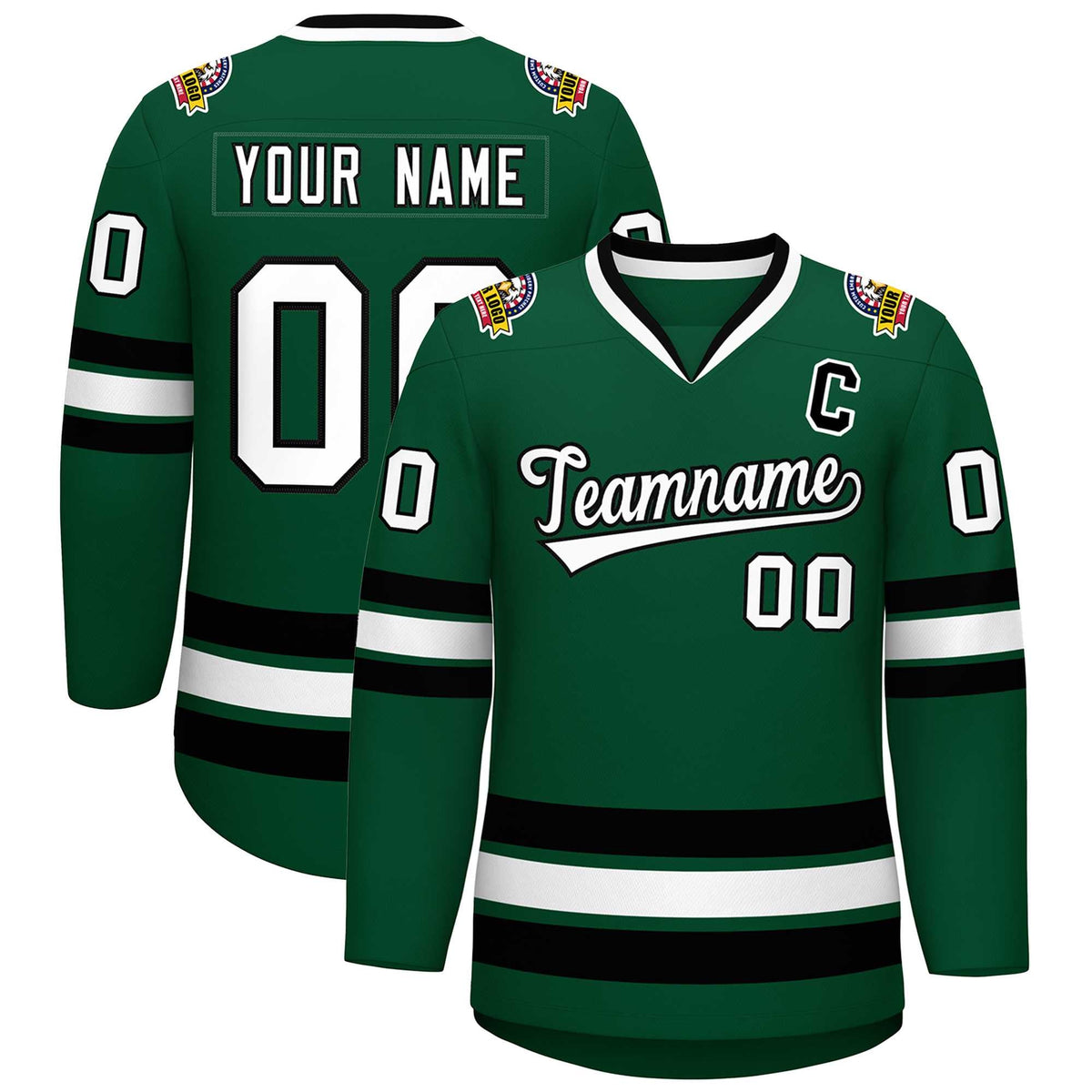Custom Green White-Black Classic Style Hockey Jersey | KXKSHOP