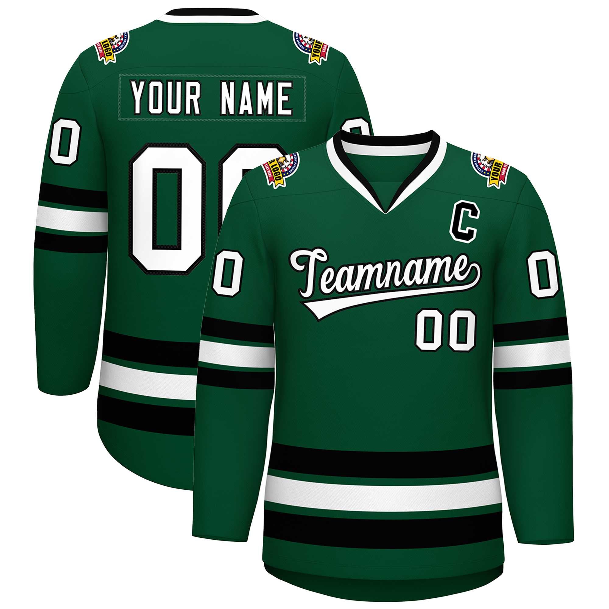 Custom Green White-Black Classic Style Hockey Jersey | KXKSHOP