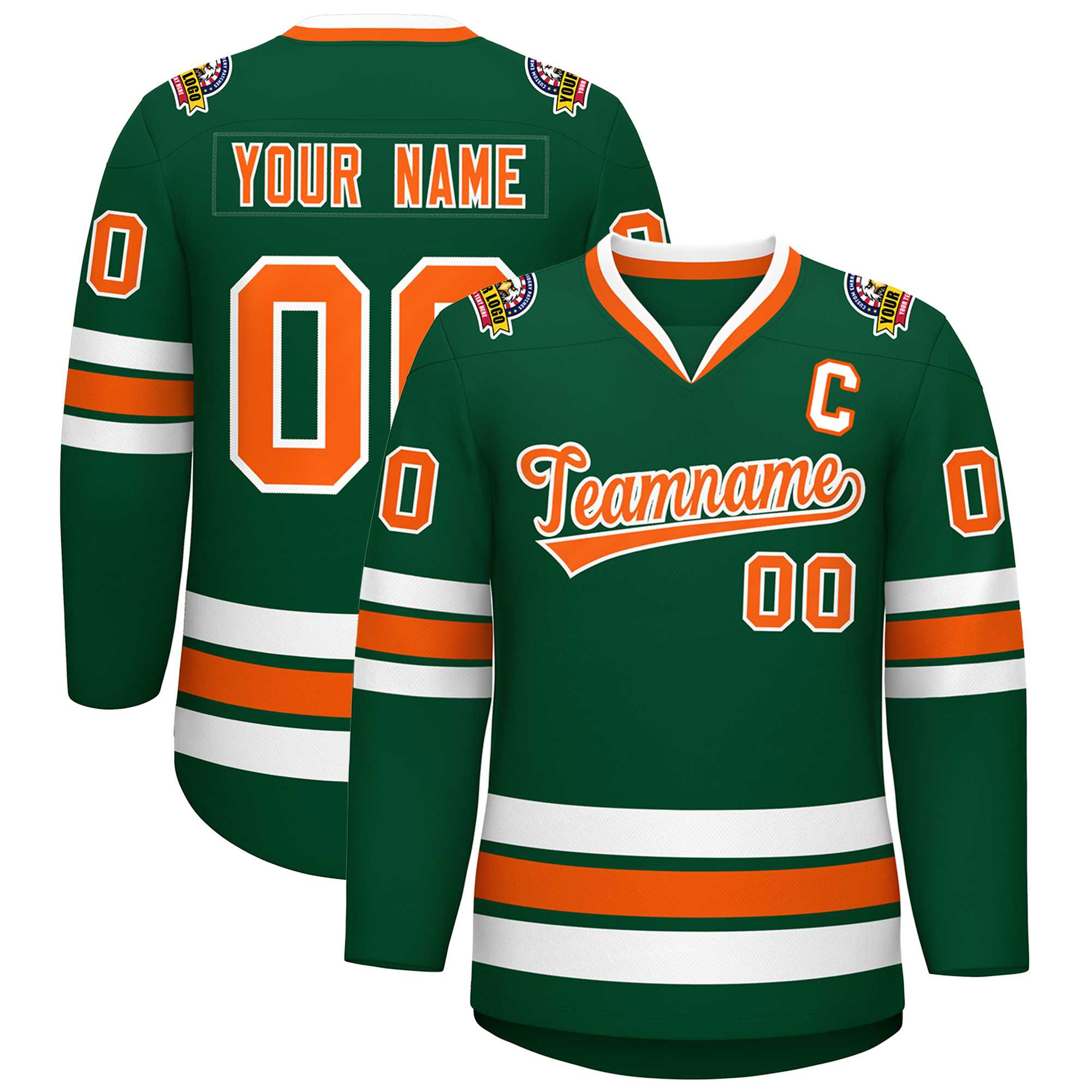 Custom Green Orange-White Classic Style Hockey Jersey | KXKSHOP