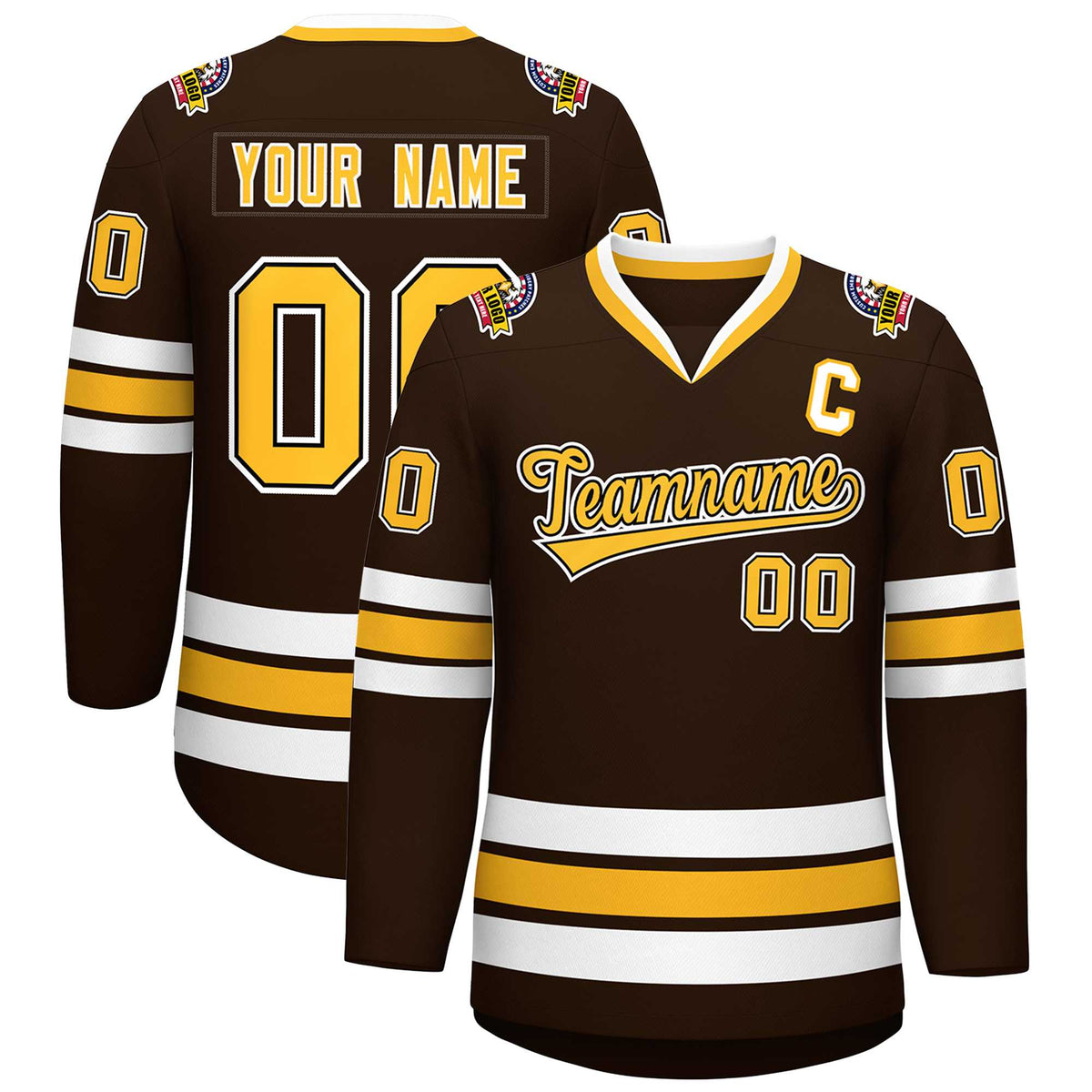 Custom Brown Gold Black-White Classic Style Hockey Jersey | KXKSHOP