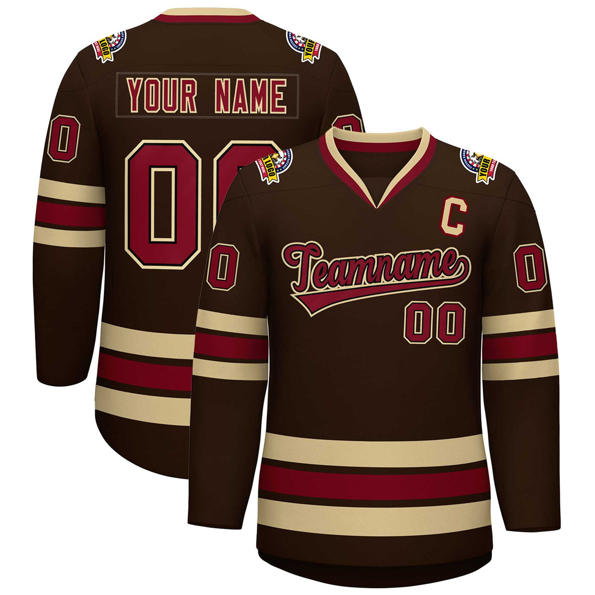 Custom Brown Crimson-Black Classic Style Hockey Jersey | KXKSHOP