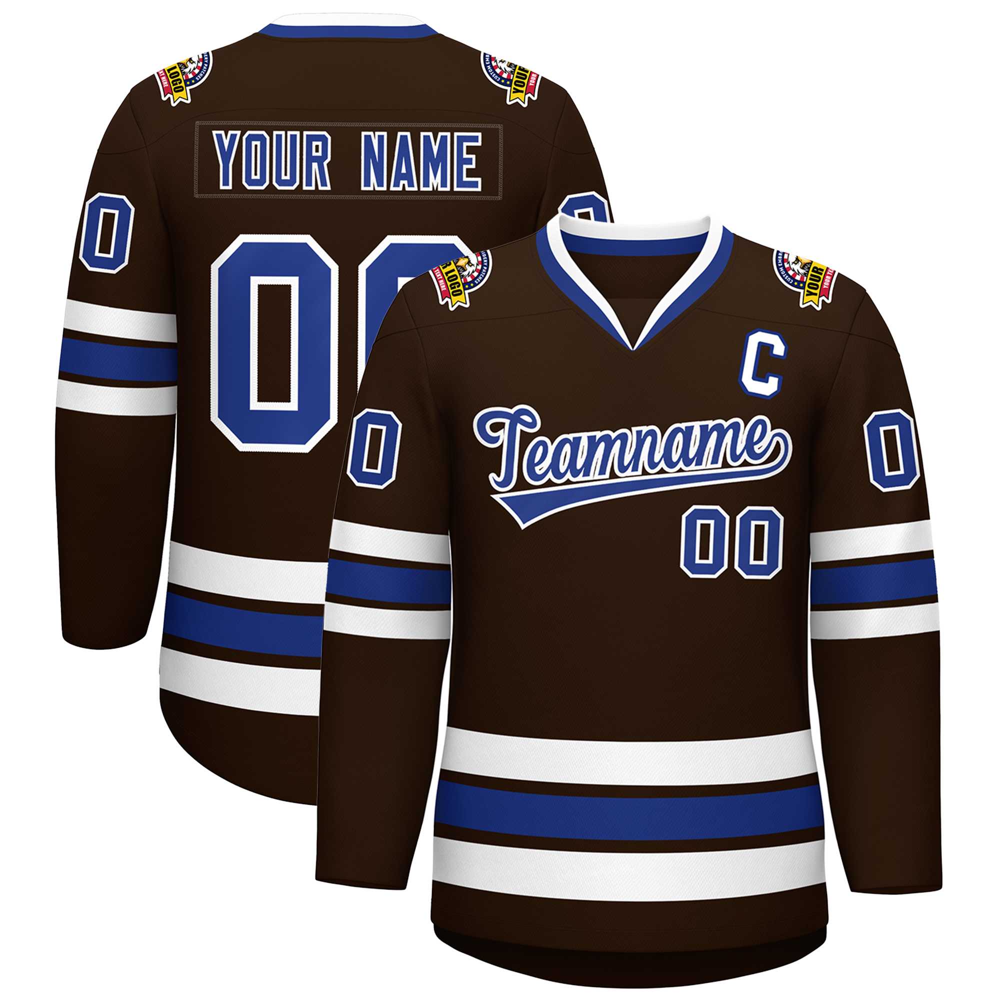 Custom Brown Royal-White Classic Style Hockey Jersey | KXKSHOP