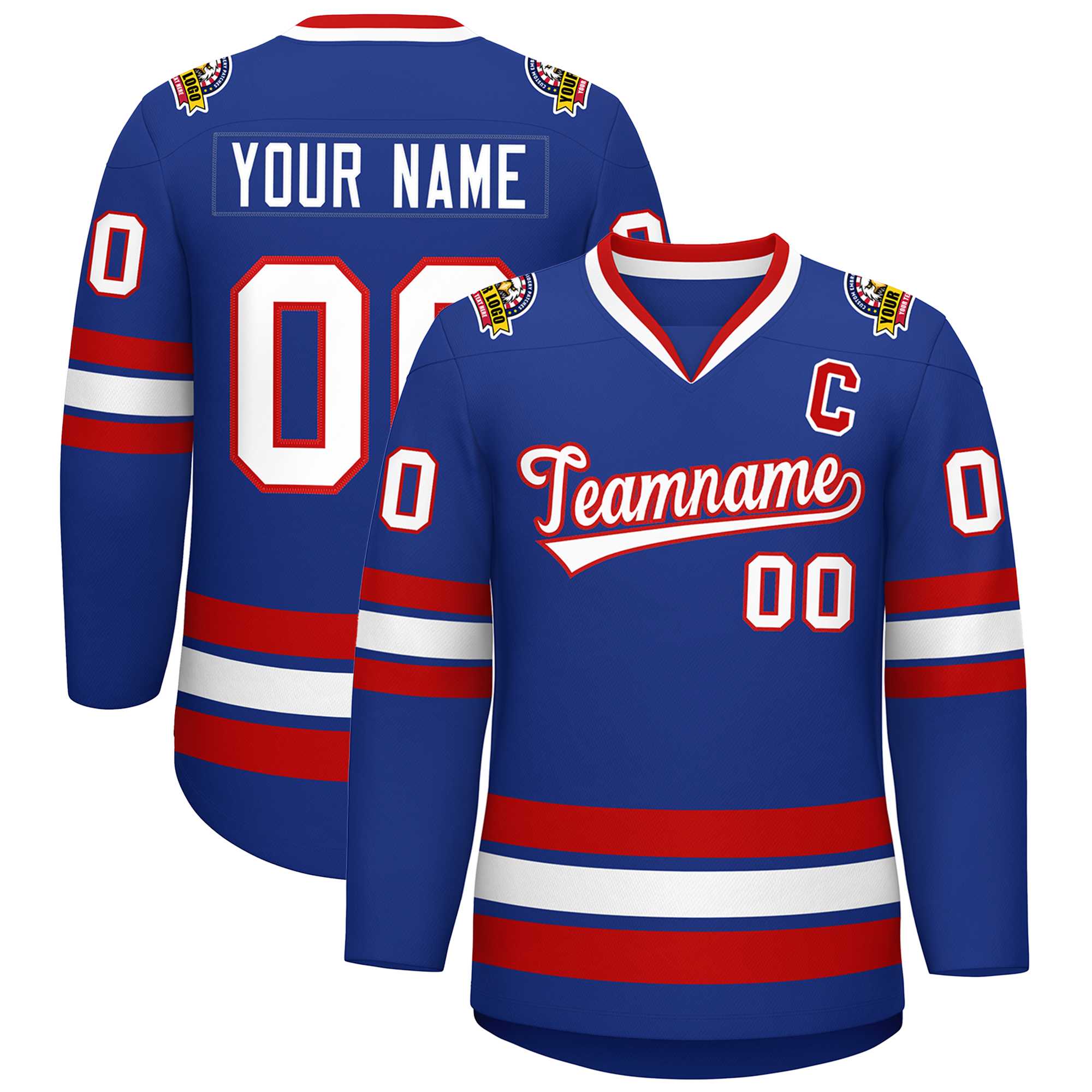 Custom Royal White-Red Classic Style Hockey Jersey | KXKSHOP