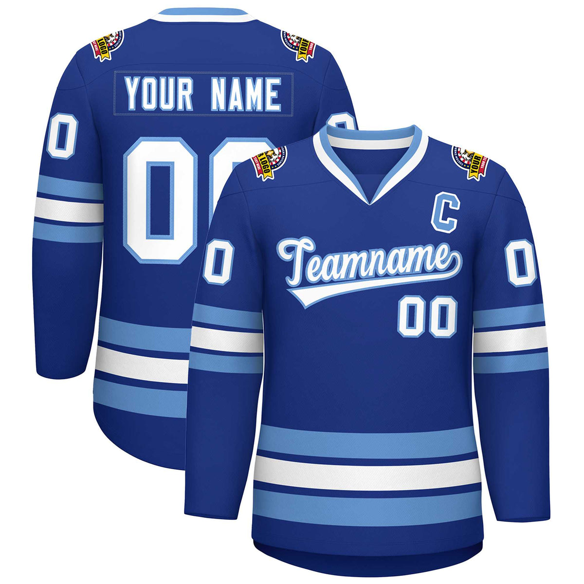 Custom Royal White-Light Blue Classic Style Hockey Jersey | KXKSHOP