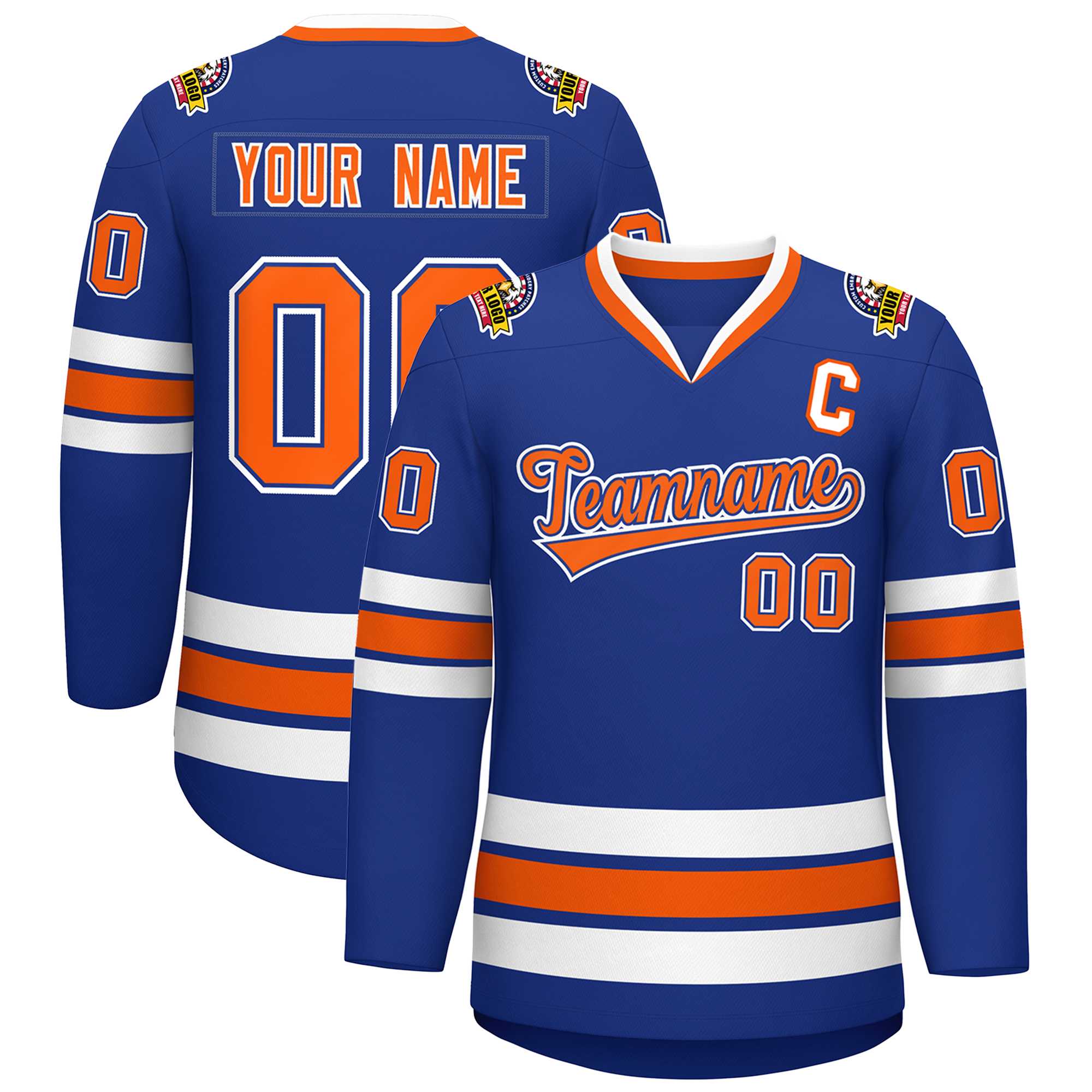 Custom Royal Orange Royal-White Classic Style Hockey Jersey | KXKSHOP