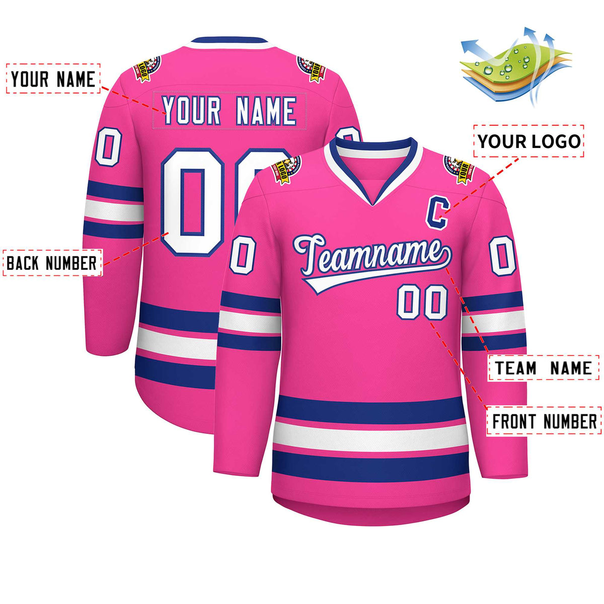 Custom Pink White-Royal Classic Style Hockey Jersey | KXKSHOP