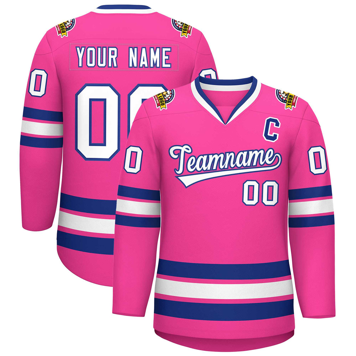 Custom Pink White-Royal Classic Style Hockey Jersey | KXKSHOP