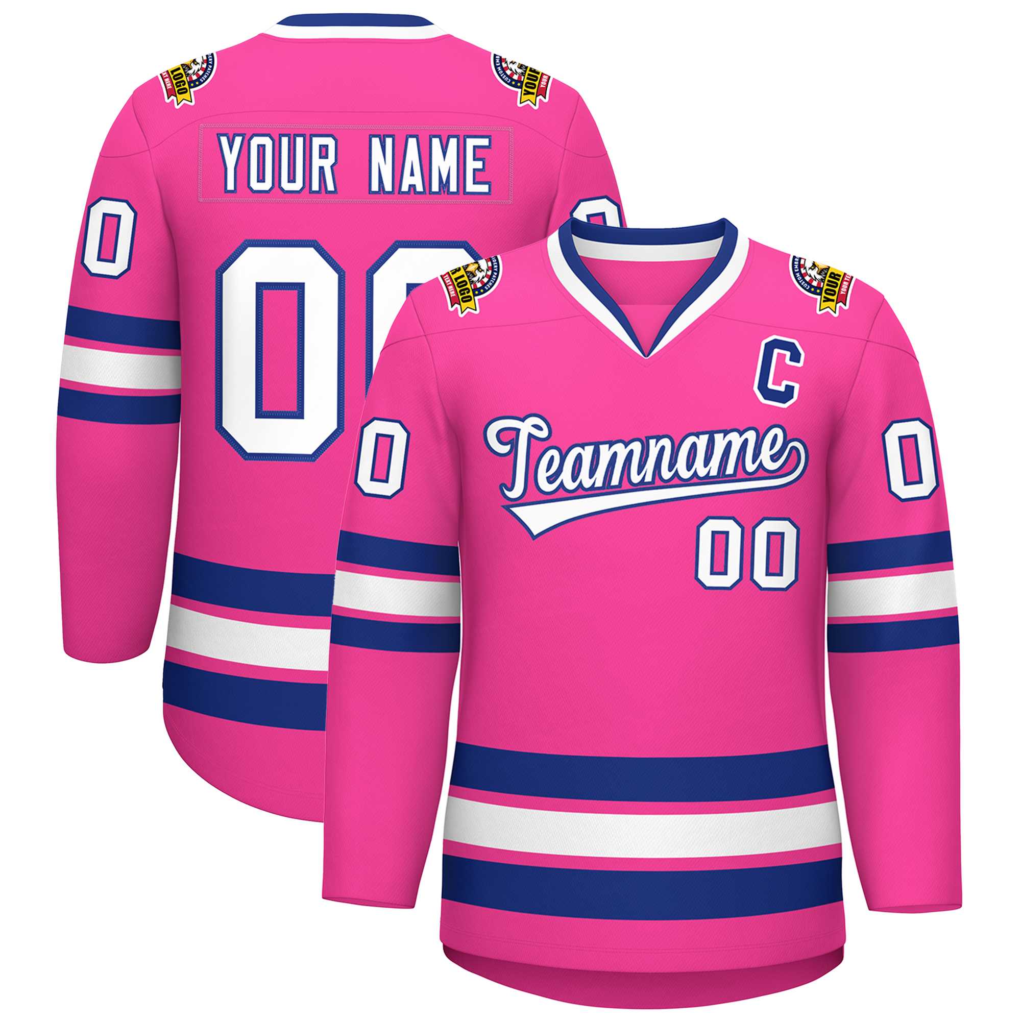 Custom Pink White-Royal Classic Style Hockey Jersey | KXKSHOP