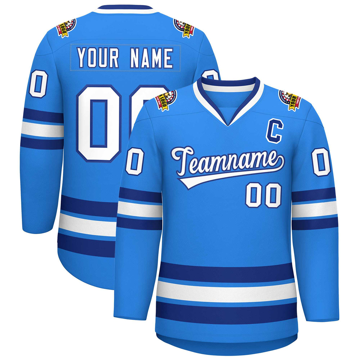 Custom Powder Blue White-Royal Classic Style Hockey Jersey | KXKSHOP