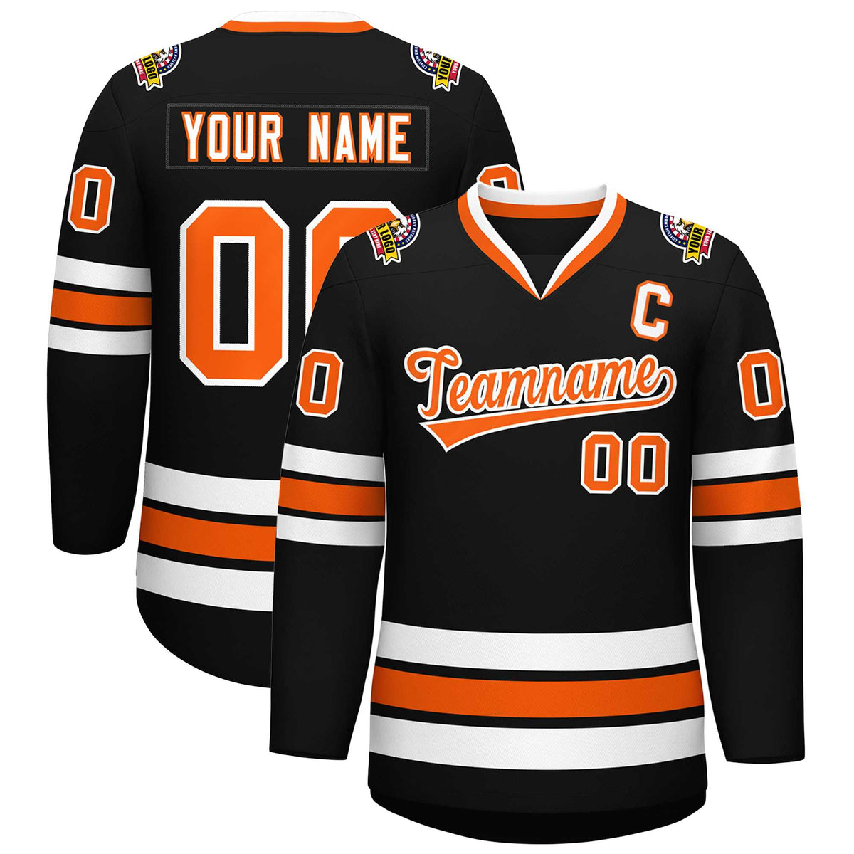 Custom Black Orange-White Classic Style Hockey Jersey | KXKSHOP