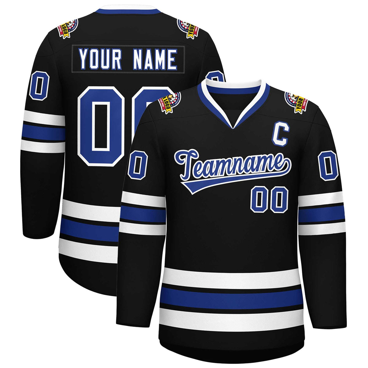 Custom Black Royal-White Classic Style Hockey Jersey | KXKSHOP