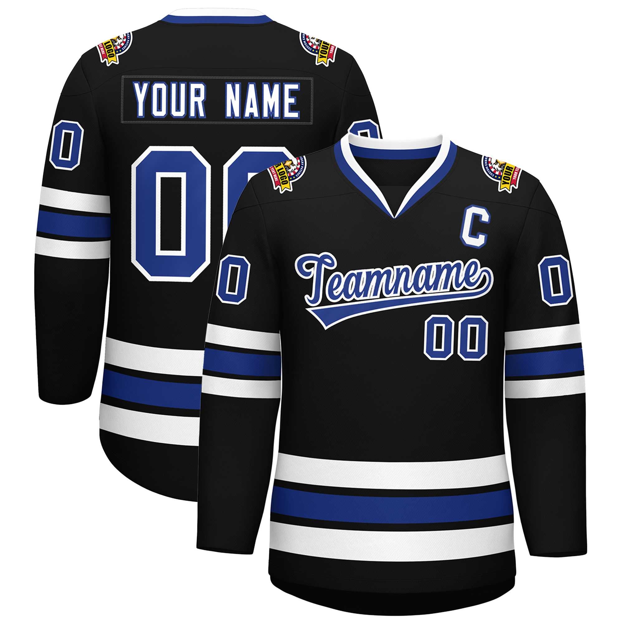 Custom Black Royal-White Classic Style Hockey Jersey | KXKSHOP