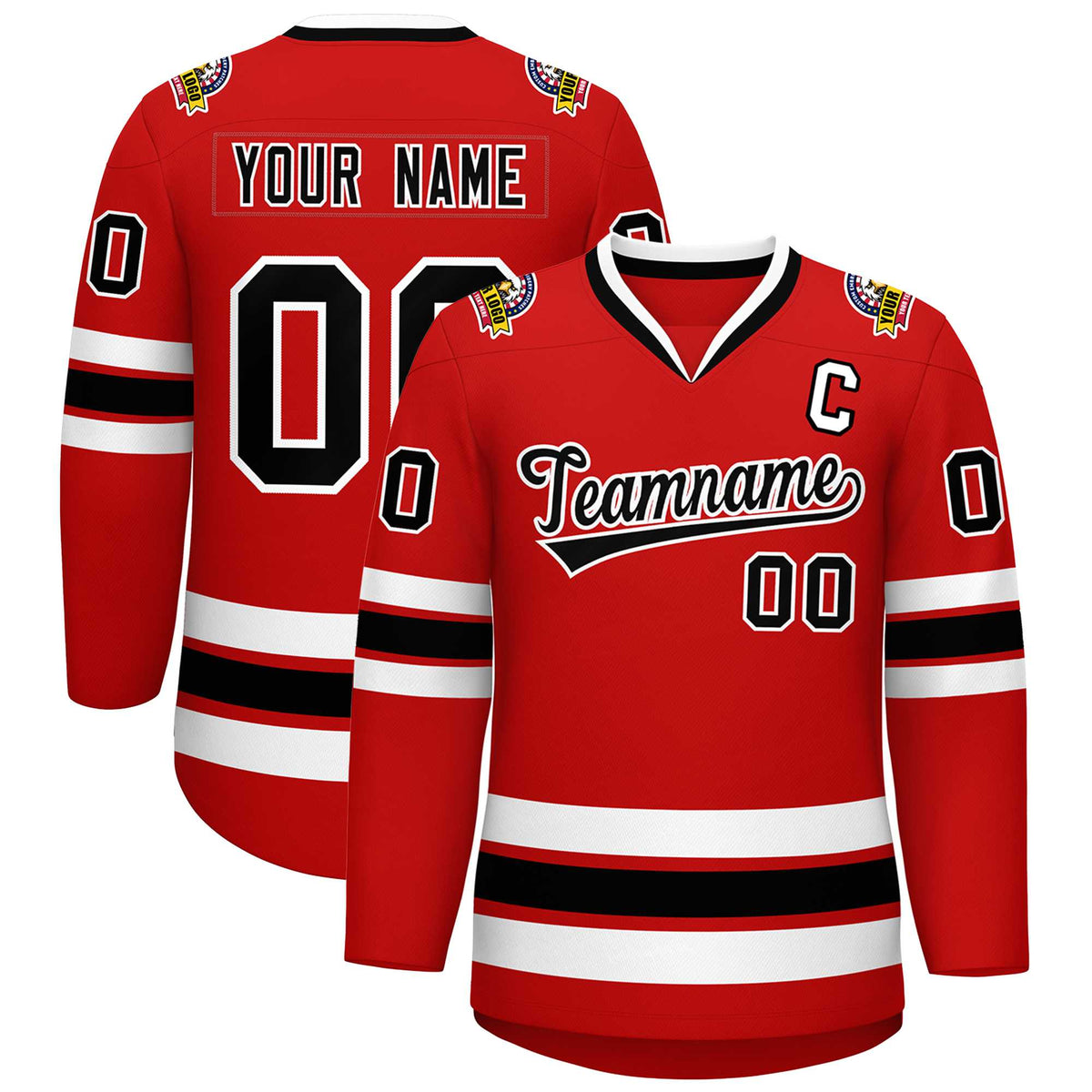 Custom Red Black-White Classic Style Hockey Jersey | KXKSHOP