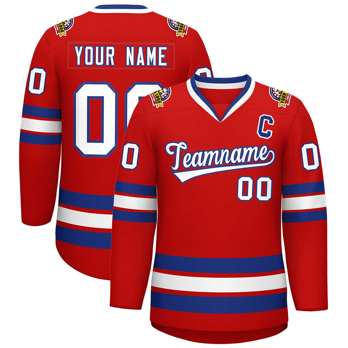 Custom Red White-Royal Classic Style Hockey Jersey | KXKSHOP