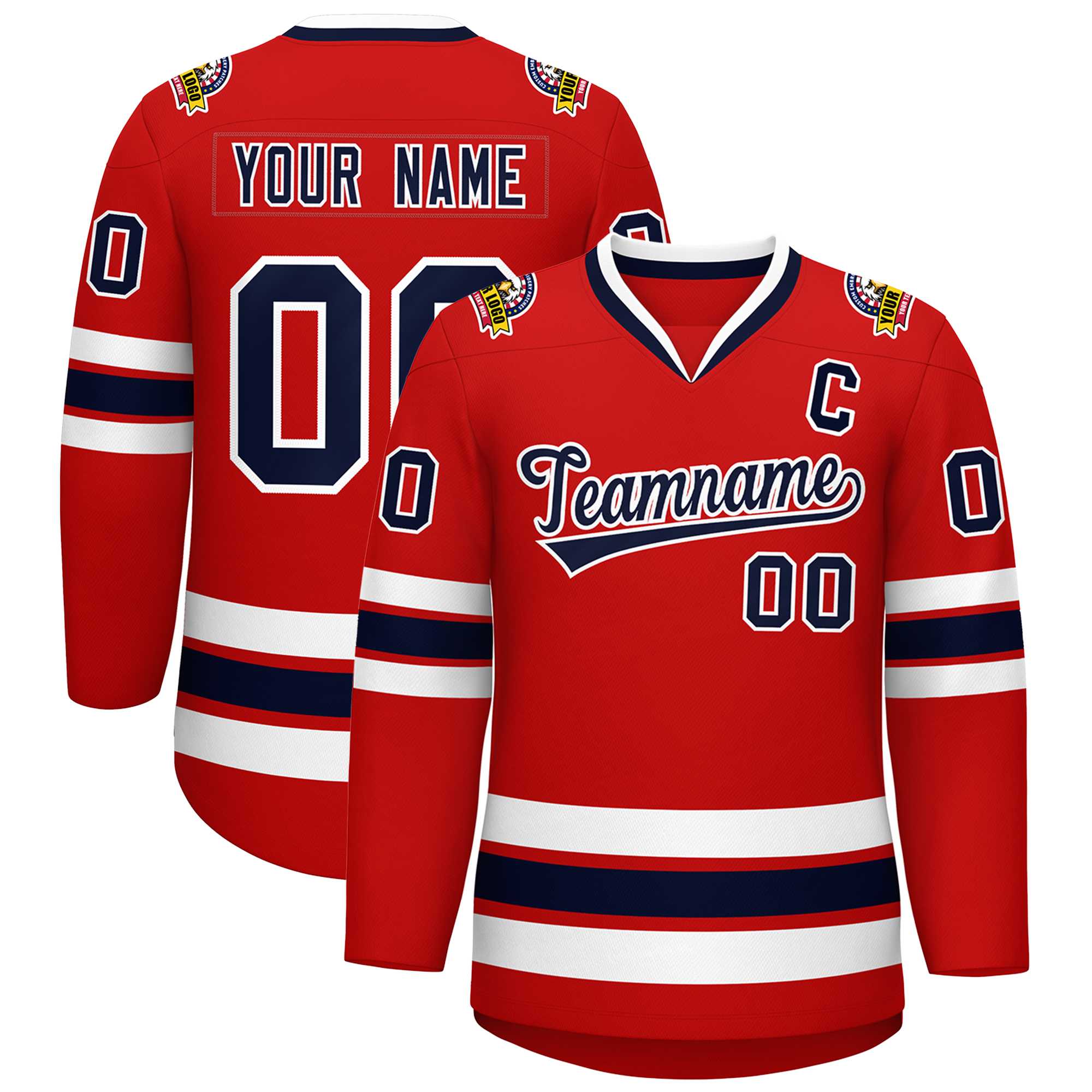 Custom Red Navy-White Classic Style Hockey Jersey | KXKSHOP