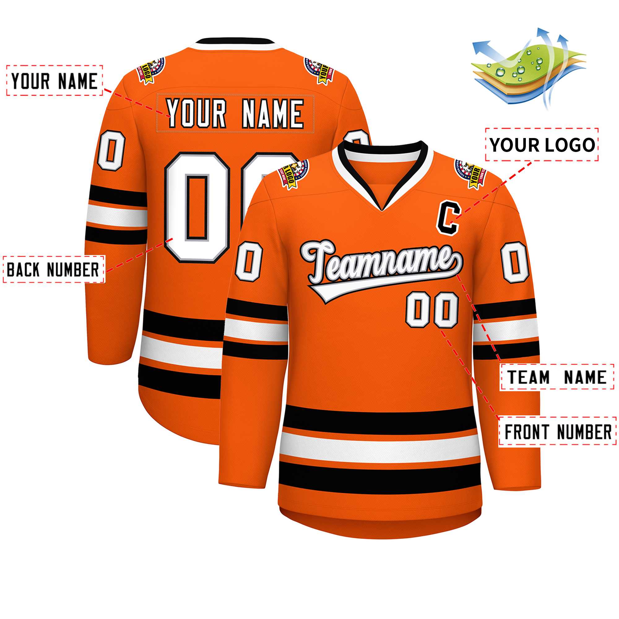 Custom Orange White Gray-Black Classic Style Hockey Jersey | KXKSHOP