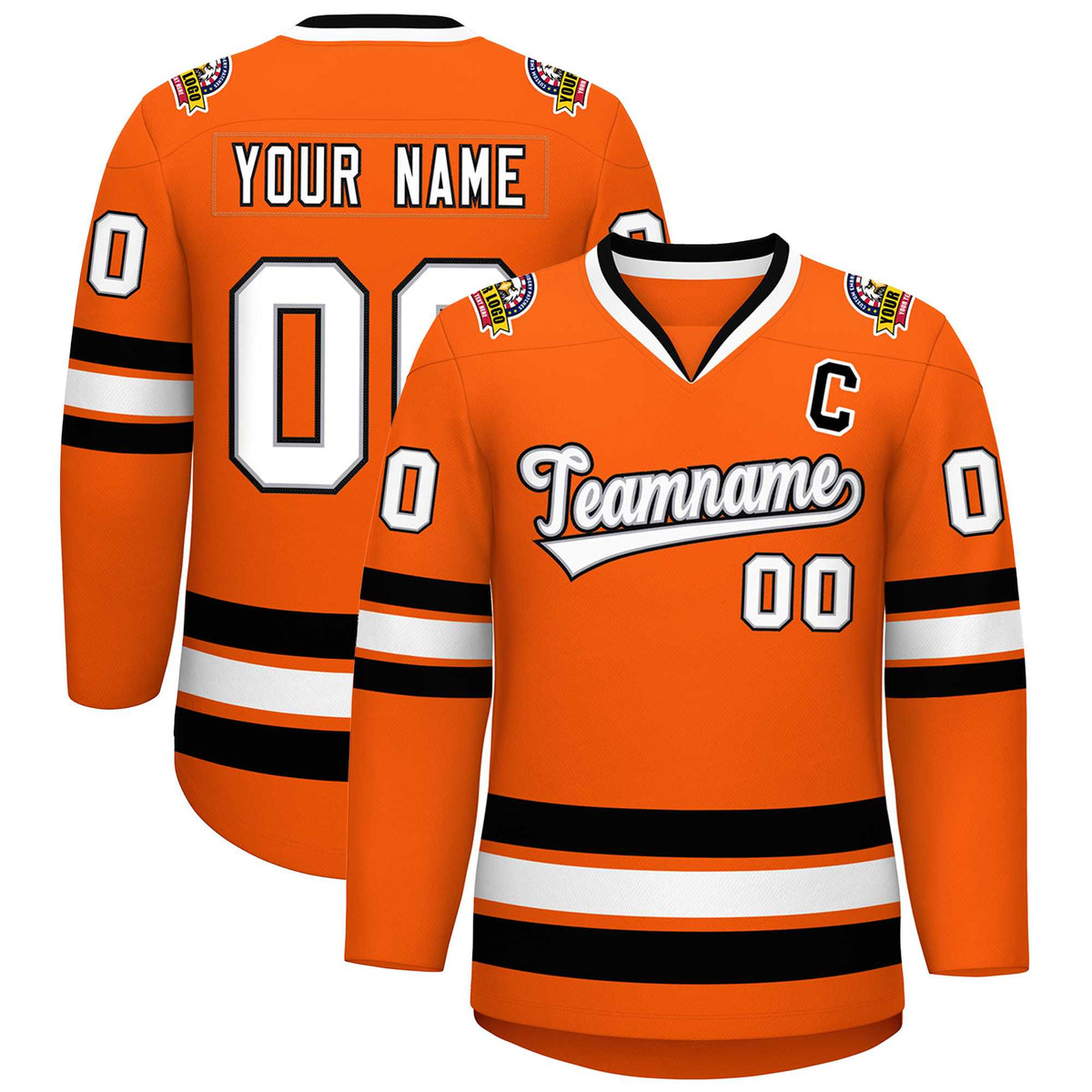 Custom Orange White Gray-Black Classic Style Hockey Jersey | KXKSHOP