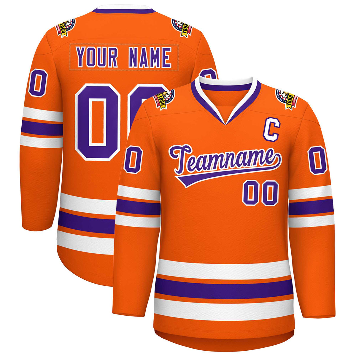Custom Orange Purple-White Classic Style Hockey Jersey | KXKSHOP