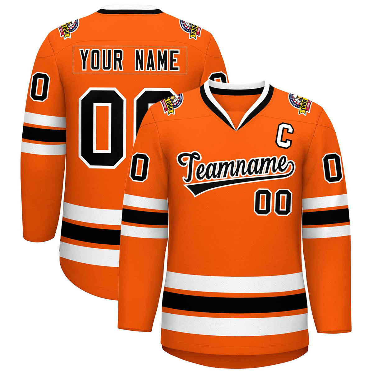 Custom Orange Black-White Classic Style Hockey Jersey | KXKSHOP