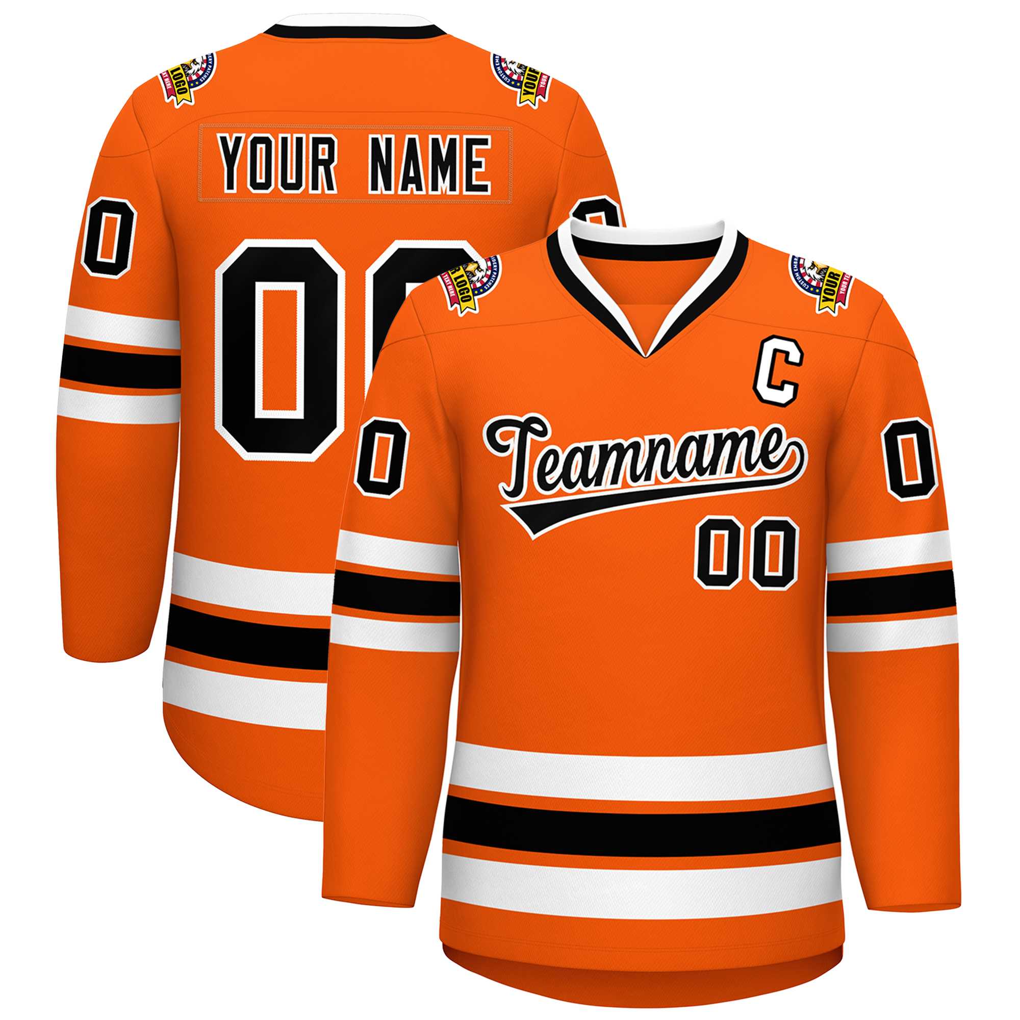Custom Orange Black-White Classic Style Hockey Jersey | KXKSHOP